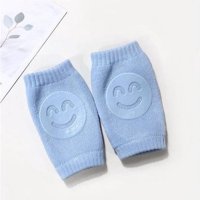 Baby knie- kruipbeschermers blauw met smiley - 1 paar