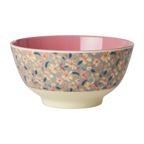 Rice melamine kom medium small sandy flower