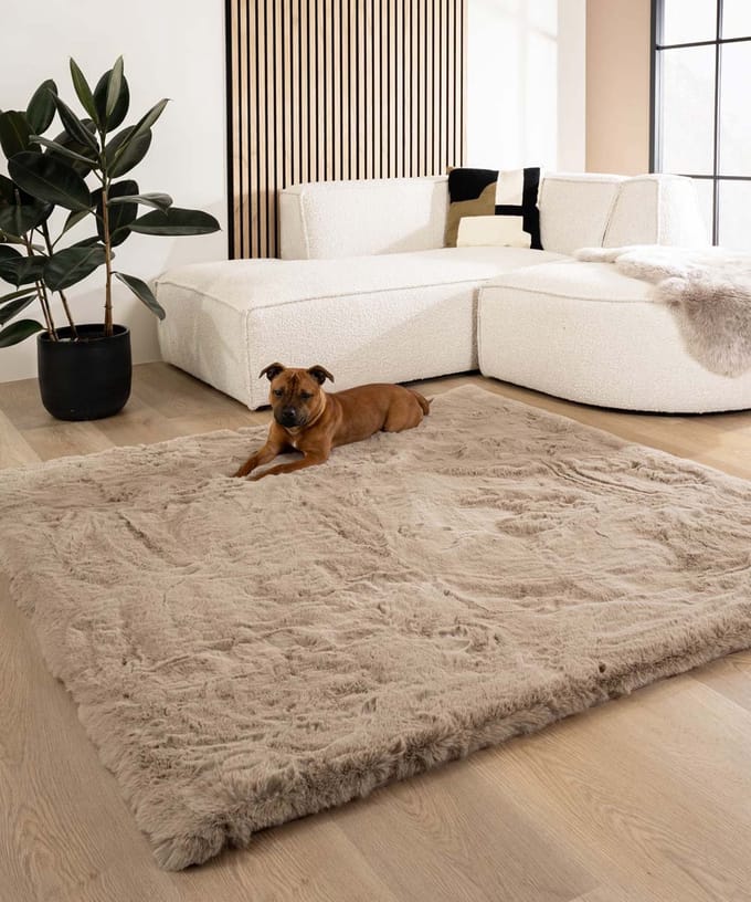 Fluffy vloerkleed vierkant - Comfy Deluxe taupe 230x230