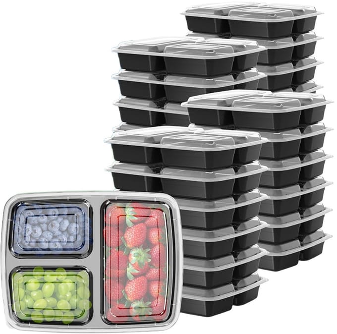 Vershoudbakjes - 3 Vakken - 1000 ml - 10 Stuks