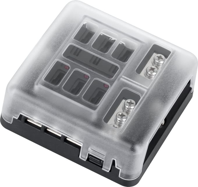 Cabletech FB-6 Serie - Auto Zekeringkast - 6 Gaten - LED-indicatoren