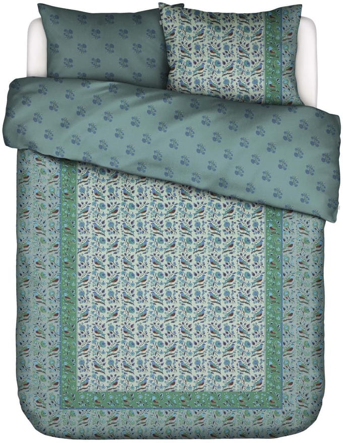 Essenza Valeria Dekbedovertrek Biologisch Katoensatijn Subtle green - Lits-Jumeaux - 240x200/220 cm