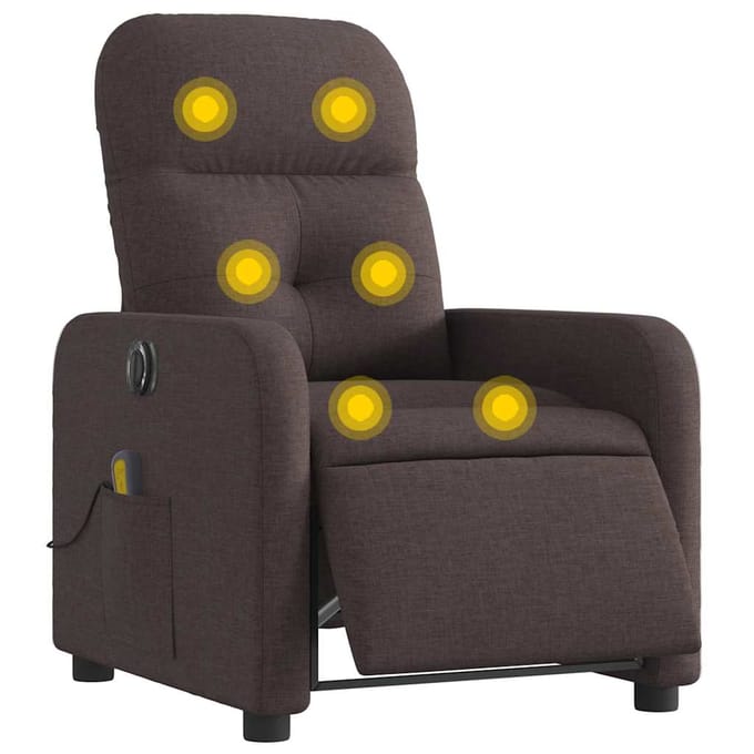 vidaXL - Massagestoel - elektrisch - verstelbaar - stof - donkerbruin