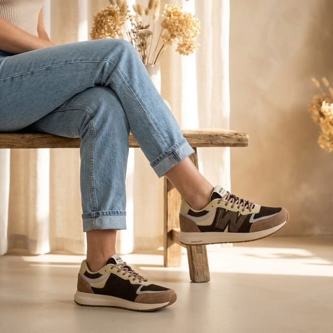 Woden Rigmor Open Mesh Sneakers bruin - Maat 36