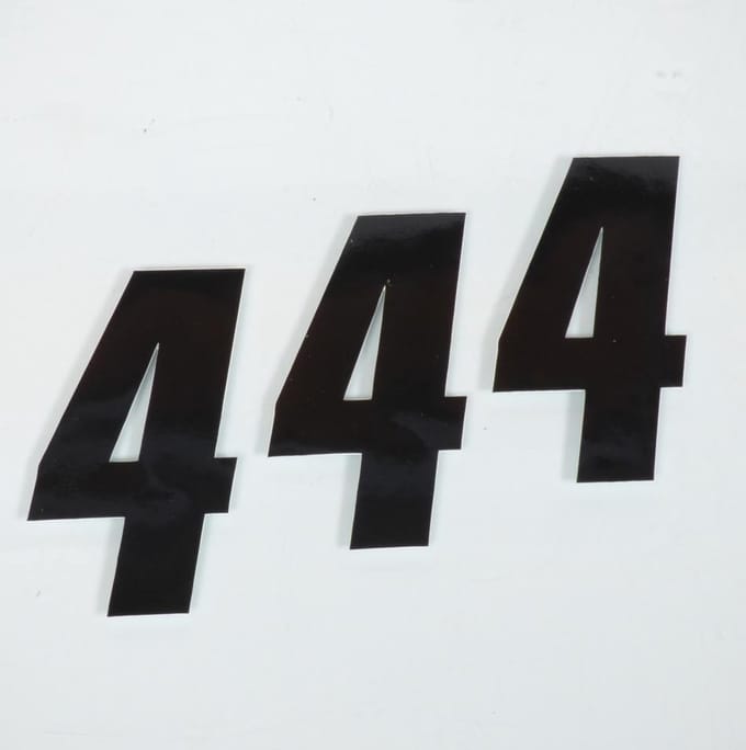 3 sticker racenummer vier 4 zwart Blackbird 100x50 voor motor cross