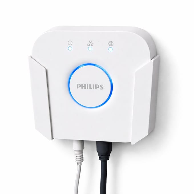 Alvora Smart home wandhouder geschikt voor Philips Hue Bridge - Muurbeugel met bevestigingsmaterialen - Wit