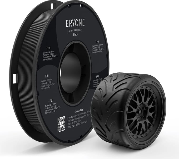 Eryone TPU Zwart 0,5 Kg 1,75mm Flexibel Filament
