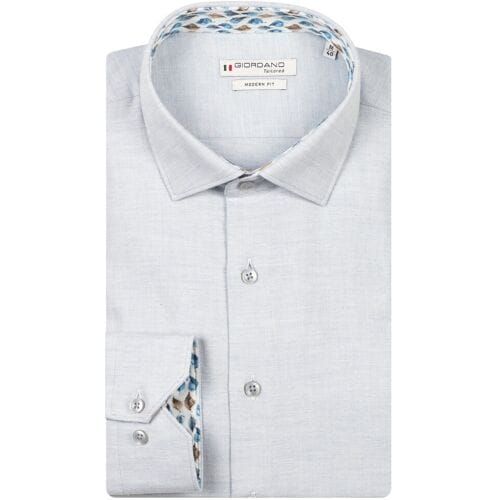 Giordano Overhemd Maggiore Wooltouch Mélange Flanel Twill Soft Blue / male