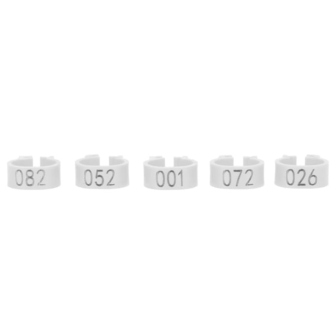 001-100 Genummerde Vogelpootring Herbruikbare Duiven Identificatie Clip Pluimvee Accessoire Wit gray