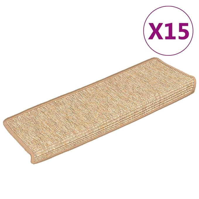 vidaXL - Trapmatten - 15 - st - 65x21x4 - cm - lichtbruin - met - rechthoekige - rand