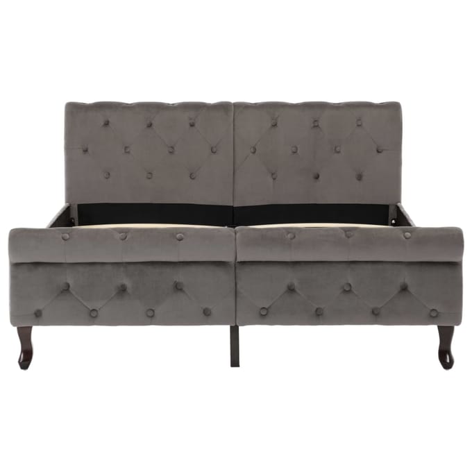 vidaXL - Bedframe - fluweel - grijs - 140x200 - cm