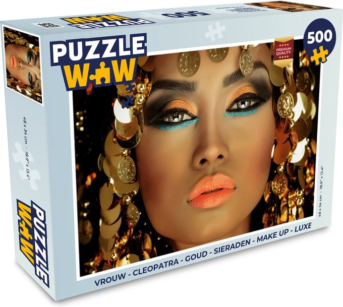 Puzzel Vrouw - Cleopatra - Goud - Sieraden - Make up - Luxe - Legpuzzel - Puzzel 500 stukjes