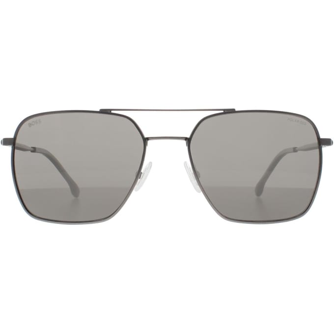 Hugo Boss Aviator Heren Mat Donker Ruthenium Grijs Gepolariseerd BOSS 1414/S