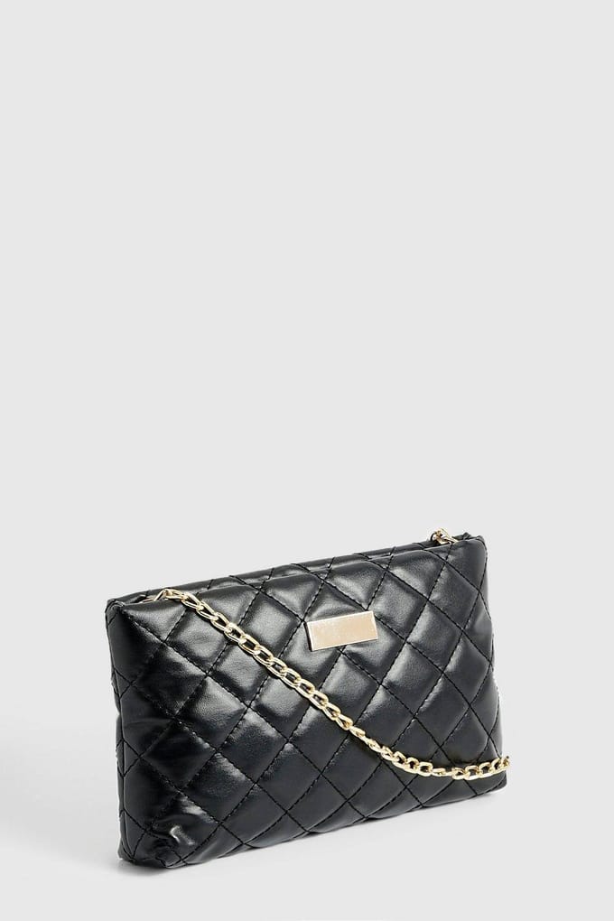 boohoo Dames Gequilte Oversized Basic Cross Body Bag | Zwart