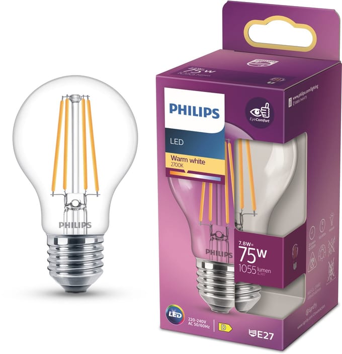 Philips LED spot Classic Standard 8.5W/827 (75W) Clear E27