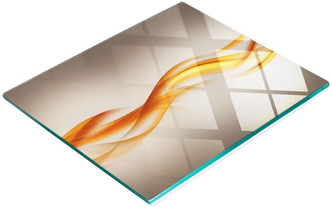 Keukenplank van gehard glas met decoratieve abstracte golfmotieven, 60x52 cm