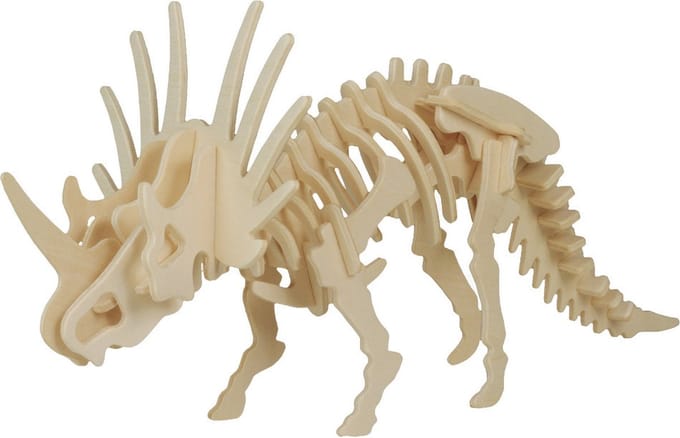 Houten 3D puzzel styracosaurus dinosaurus - 23 cm - kinderen
