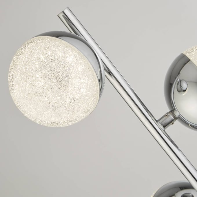 Searchlight LED vloerlamp Marbles, chroomkleurig, glas, 152 cm hoog
