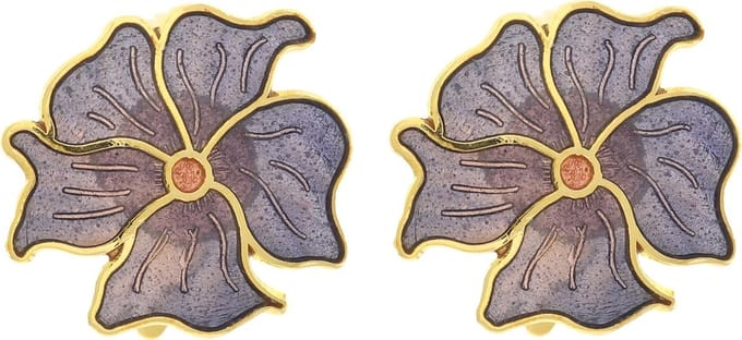 Behave - Oorclips dames - bloemmotief - paars - 2 cm