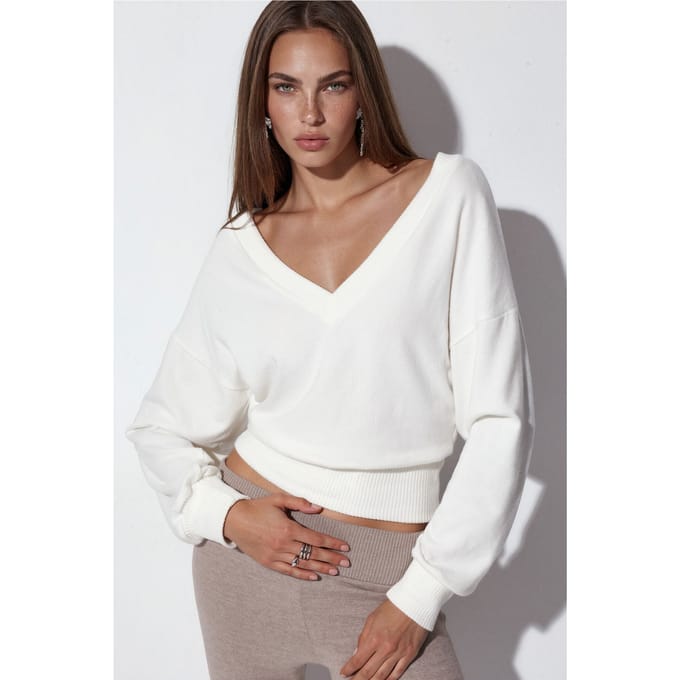 Vrouwen Crop V-hals Sweatshirt