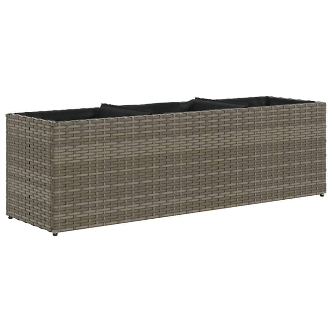 vidaXL - Plantenbak - met - 3 - potten - 105x30x32 - cm - poly - rattan - grijs