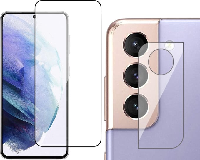 Screenprotector geschikt voor Samsung S21 Plus + Camera Protector - Full Glas Screen Protector
