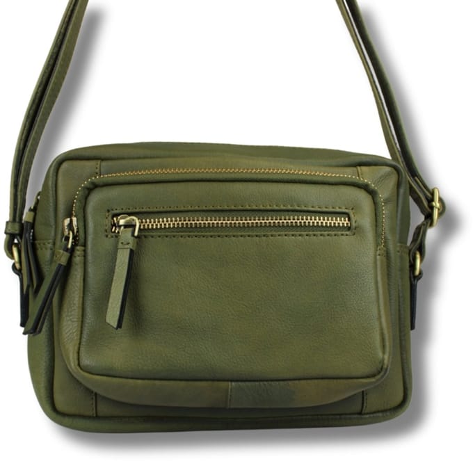 Leren Schoudertas Dames – Olijfgroen – Eva – Echt Rundleer – Compact & Functioneel – Just Lioné