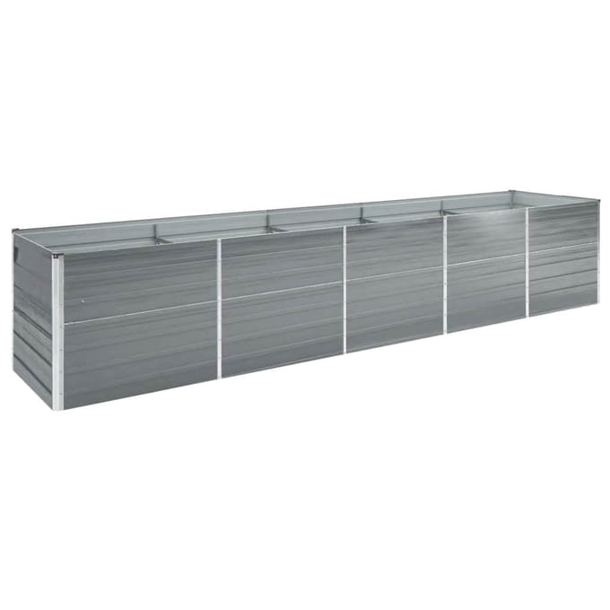vidaXL - Plantenbak - verhoogd - 400x80x77 - cm - gegalvaniseerd - staal - grijs