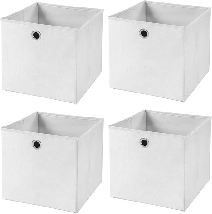 Set van 4 witte vouwdozen 28x28x28 cm - Opvouwbare opbergboxen