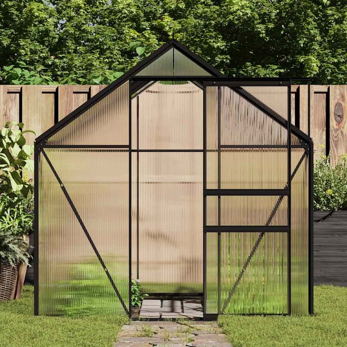 vidaXL - Tuinkas - met - basisframe - 4,75 - m² - aluminium - antracietkleurig
