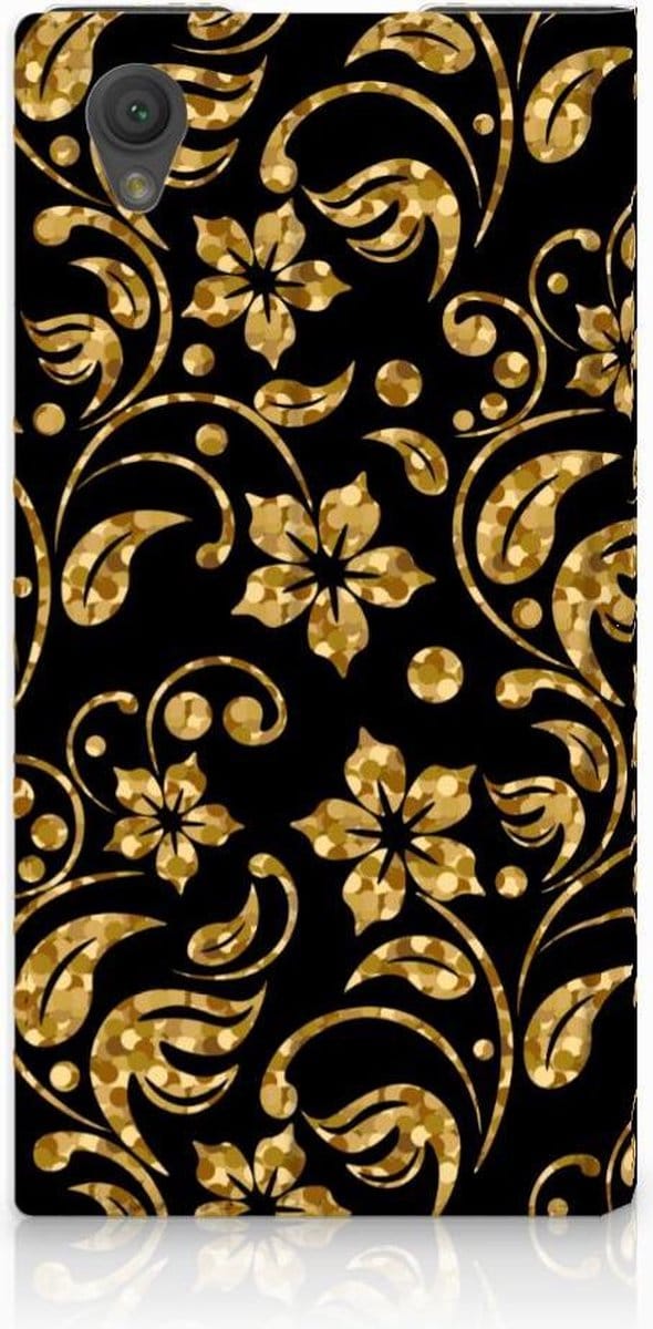 Sony Xperia L1 Smart Cover Gouden Bloemen