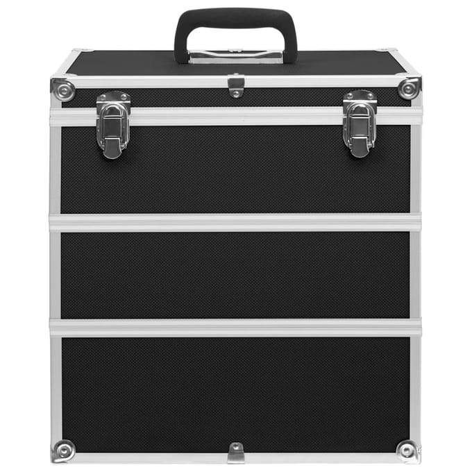 vidaXL - Make-up - koffer - 37x24x40 - cm - aluminium - zwart