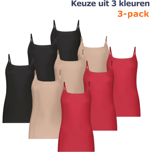 Ten Cate Secrets Spaghetti Top - 3-pack - Zwart - Maat XL - Naadloos ondergoed Dames