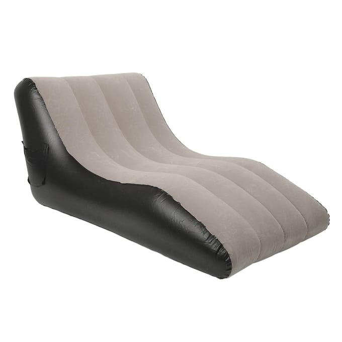 Opblaasbare Sofa Stoel PVC Gevlokt Opblaasbare Stoel Opblaasbare Bank voor Woonkamers Kampeertrips bruin