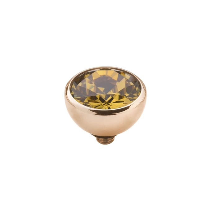 Melano twisted steen rond - Roségoudkleurig + Peach - Dames - 8mm