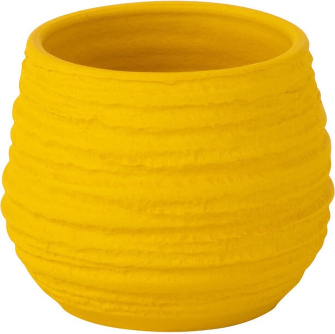 J-Line bloempot Fiesta - keramiek - geel - small - Ø 14 cm