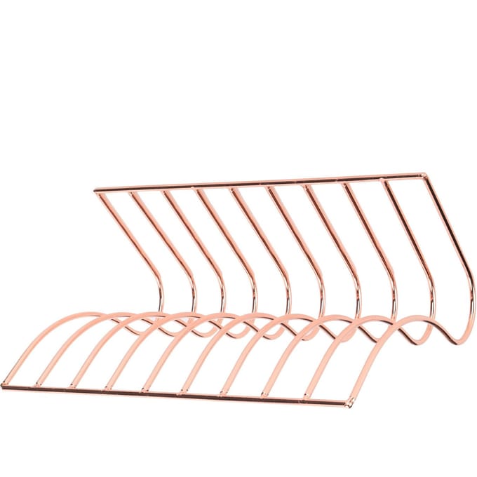 Support de Livre en Forme de S Bibliothèque en Fer Forgé Porte-Documents pour Maison Bureau Or Rose beige