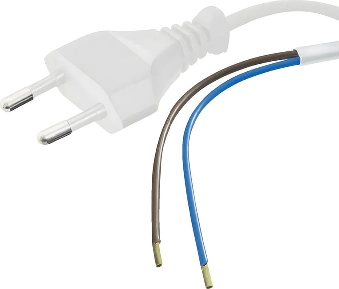 Voedingskabel - Netsnoer met Eurostekker - Velvalux - 2x0.75mm - 2 Aderig - 1.5 Meter - Wit