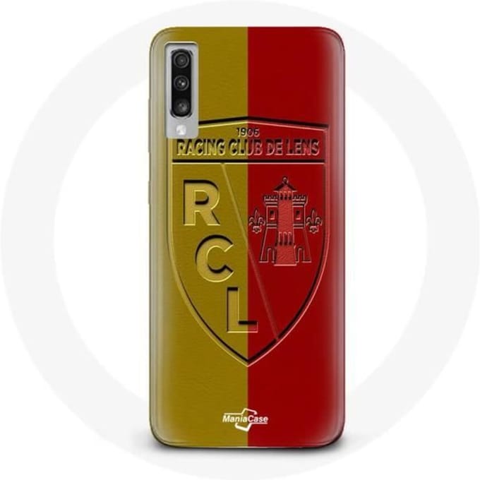 Samsung Galaxy A70 hoesje rcl lens Logo gele en rode achtergrond