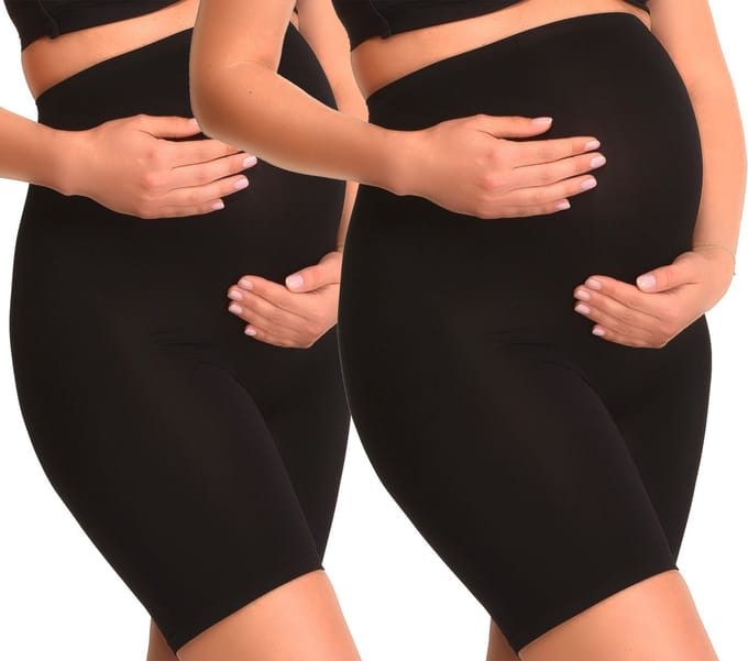 Mamsy - 2-Pack Seamless zwangerschaps Short met shapewear effect - Zwart- XS/S
