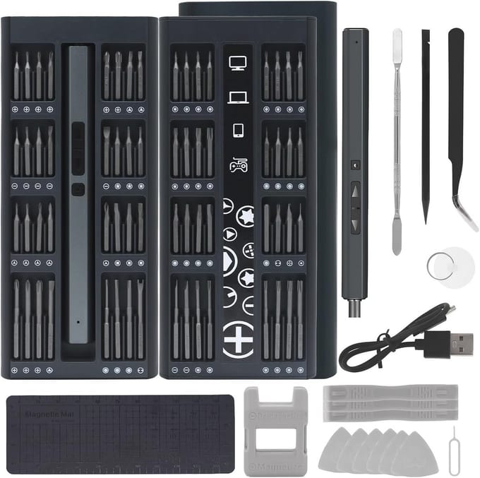 Oplaadbare Mini Precisie Elektrische Schroevendraaier 82-in-1 met 64 Magnetische Bits voor Reparaties