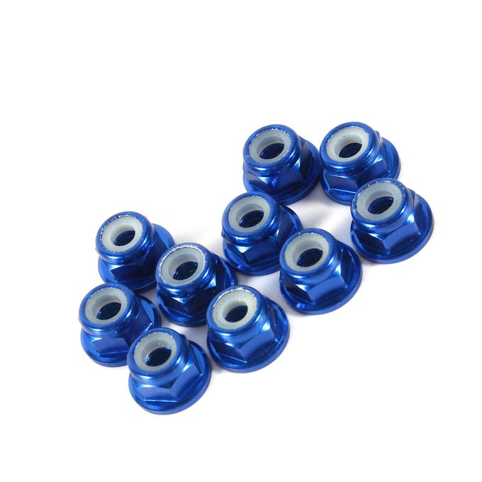 10 stuks M3 Nylon Inzet Zelfborgende Aluminium Moeren Zeskant Borgmoer Koningsblauw