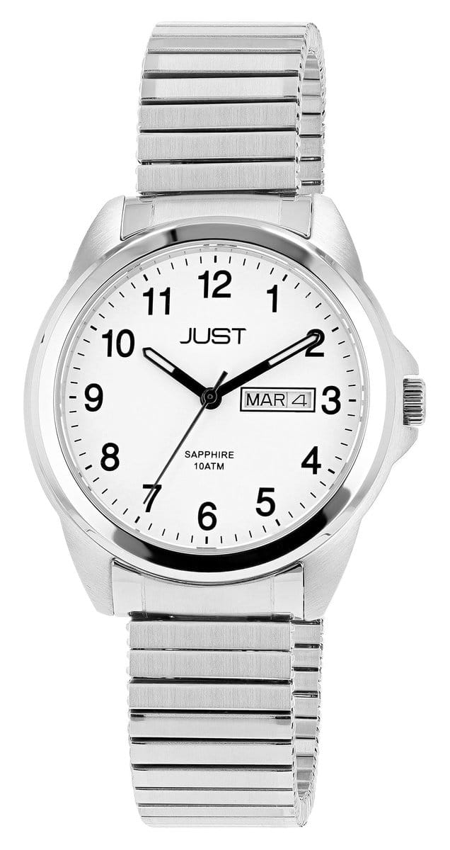 JUST herenhorloge Edelstahl van Edelstahl met datum- en dagweergave, 10 ATM