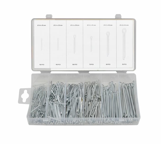 AWTOOLS Serie - Rechte Borgpennen Set - 555 Stuks - Verzinkt Staal - Met Organizer