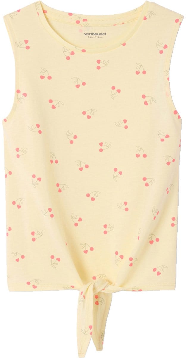 Vertbaudet Bedrukte tanktop met knoop voor meisjes