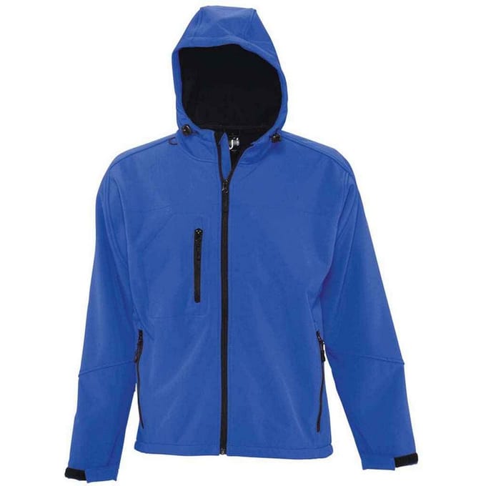 SOLS Heren Replay Soft Shell Jas met capuchon (Koningsblauw)
