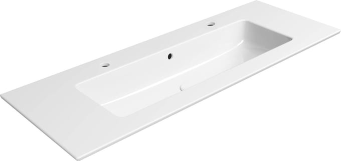 Ben Orrizon wastafel met 2 kraangaten 122,6x46cm wit Xtra glaze