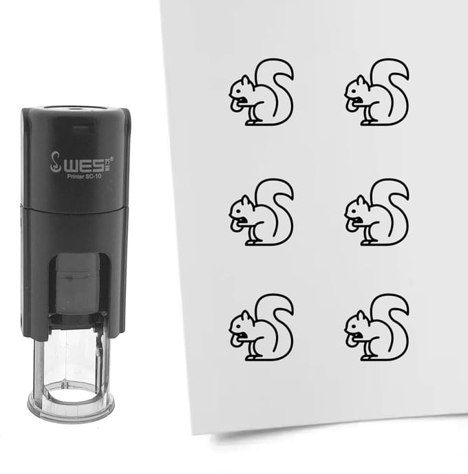 CombiCraft Stempel eekhoorn 10mm rond zwarte inkt - per 1 stuk