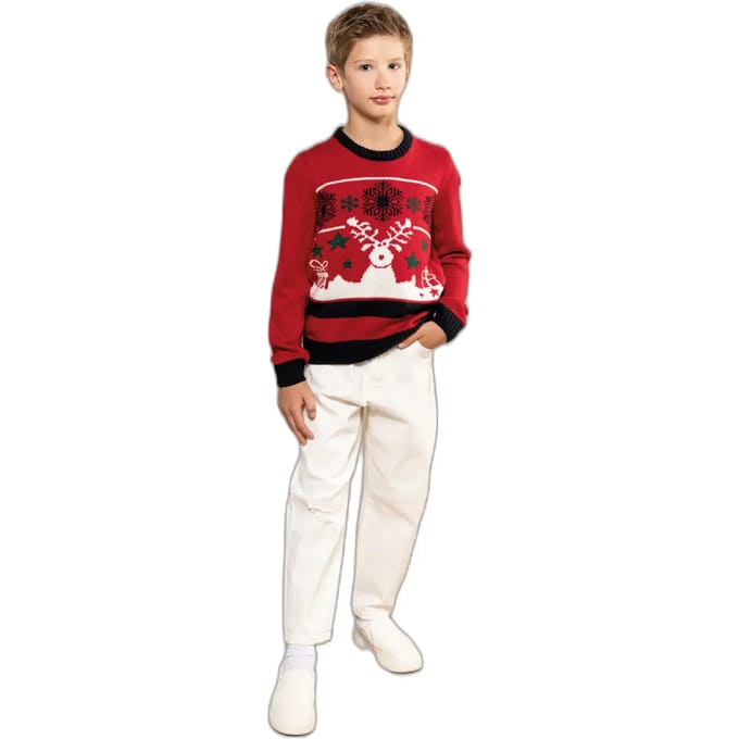 Kariban Kinder kersttrui met ronde hals K9012 - Cherry Red - 10/12 Y (10/12 ans)