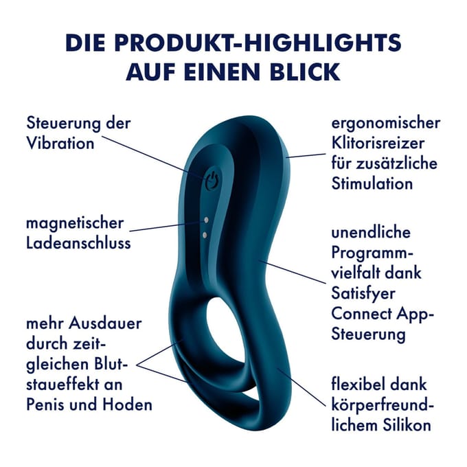 Satisfyer, Bluetooth penisring, Satisfyer 'Epic Duo', met app, voor penis en testikels, waterdicht, gemaakt van siliconen